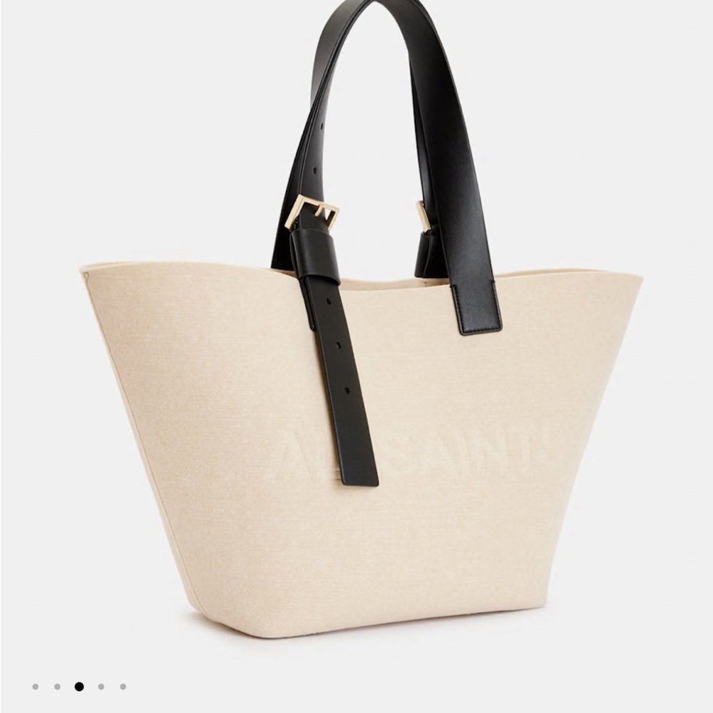 All Saints Cream and Black FeltTote Bag